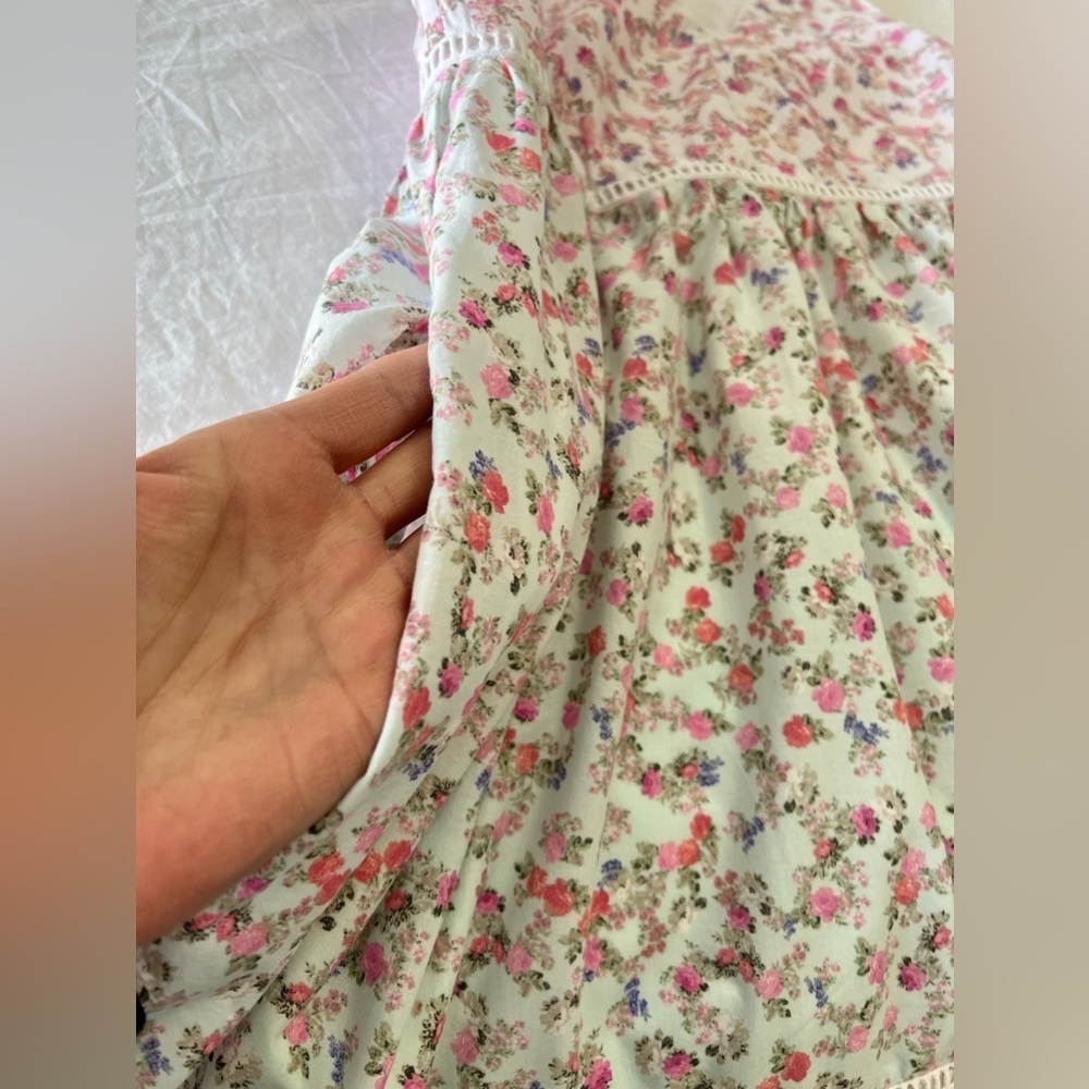 LoveShackFancy x Target | SZ M | Camille Tiered Ruffle Babydoll Midi Dress Pink - Picture 3 of 8